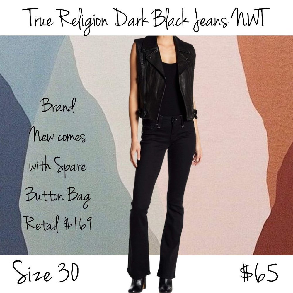 True Religion Black Denim Jeans NWT Sz 30